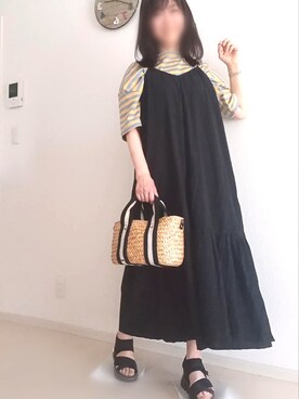 「niko and...（ニコアンド）のアイテム（かごバッグ）」を使った、mii..*★*°さん（レディース・160cm）の春コーディネート