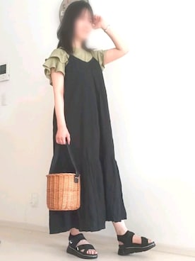 「袖フリル」｜「アイテム（ワンピース/ドレス）」を使った、mii..*★*°さん（レディース・160cm）の夏コーディネート