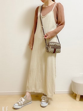 「Kastane（カスタネ）の【SETアイテム】クロップドカーディガン×ワンピースSET（ワンピース）」を使った、あるさん（レディース・158cm）の秋コーディネート