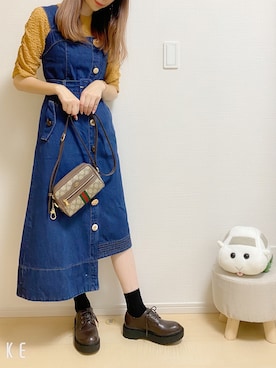 「GUCCI（グッチ）の直営店購入!グッチ☆Ophidia GG Supreme mini bag（ショルダーバッグ）」を使った、あるさん（レディース・158cm）の秋コーディネート