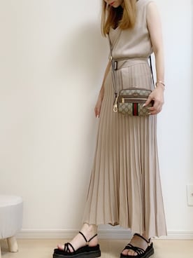 「GUCCI（グッチ）の直営店購入!グッチ☆Ophidia GG Supreme mini bag（ショルダーバッグ）」を使った、あるさん（レディース・158cm）の夏コーディネート