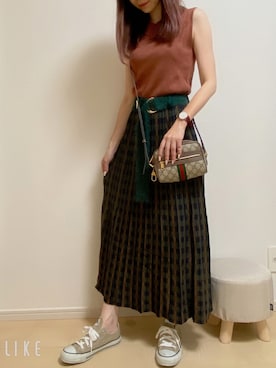 「GUCCI（グッチ）の直営店購入!グッチ☆Ophidia GG Supreme mini bag（ショルダーバッグ）」を使った、あるさん（レディース・158cm）の秋コーディネート
