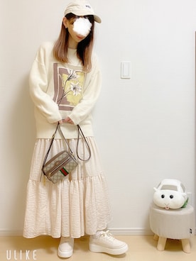 「GUCCI（グッチ）の直営店購入!グッチ☆Ophidia GG Supreme mini bag（ショルダーバッグ）」を使った、あるさん（レディース・158cm）の秋コーディネート