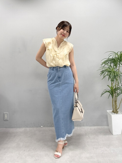 セール】ラッフルフリルキーネックブラウス（シャツ/ブラウス