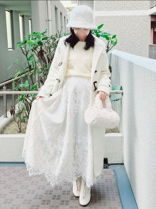 earth music & ecology ロングダッフルコート 白 earth music & ecology ロングダッフルコート 白