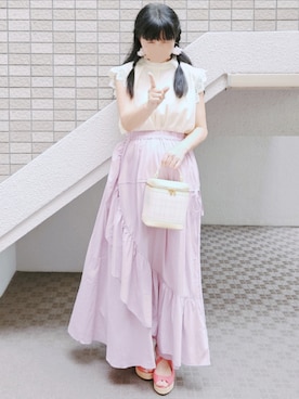 「アイテム（イヤリング）」を使った、こうめさん（レディース・155cm）の夏コーディネート