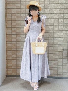 「アイテム（イヤリング）」を使った、こうめさん（レディース・155cm）の夏コーディネート