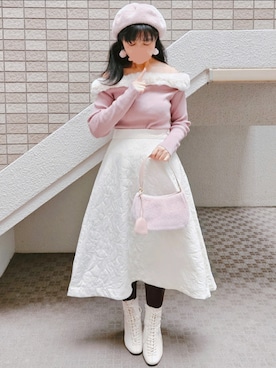 「アイテム（イヤリング）」を使った、こうめさん（レディース・155cm）の冬コーディネート