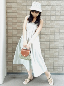 「スクエアトゥ」｜「アイテム（雑誌）」を使った、こうめさん（レディース・155cm）の夏コーディネート