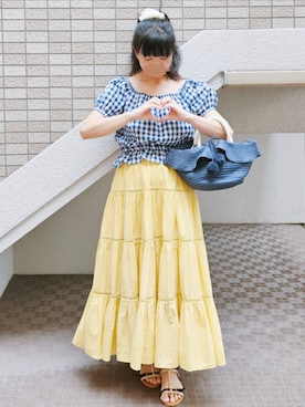 「アイテム（バッグ）」を使った、こうめさん（レディース・155cm）の夏コーディネート