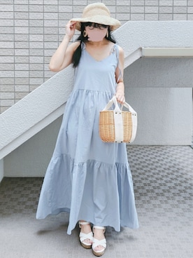 「アイテム（イヤリング）」を使った、こうめさん（レディース・155cm）の夏コーディネート