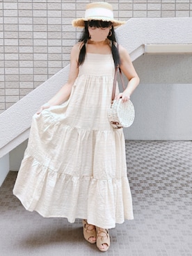 「アイテム（イヤリング）」を使った、こうめさん（レディース・155cm）の夏コーディネート