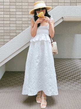 「clear（クリア）のアイテム（バッグ）」を使った、こうめさん（レディース・155cm）の夏コーディネート