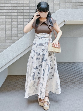 「アイテム（イヤリング）」を使った、こうめさん（レディース・155cm）の秋コーディネート