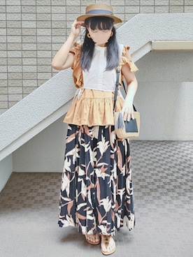 「アイテム（イヤリング）」を使った、こうめさん（レディース・155cm）の夏コーディネート