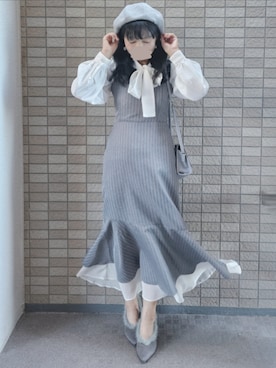 「アイテム（イヤリング）」を使った、こうめさん（レディース・155cm）の秋コーディネート