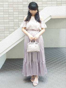 「ティアードスカート」｜「アイテム（雑誌）」を使った、こうめさん（レディース・155cm）の夏コーディネート