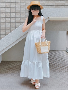 「VANNIE U（ヴァニーユー）のアイテム」を使った、こうめさん（レディース・155cm）の夏コーディネート