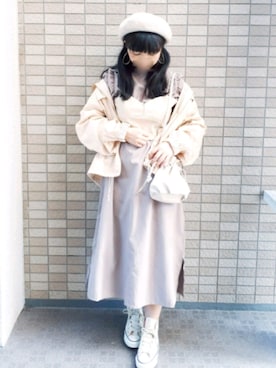 「巾着バッグ」｜「アイテム（マウンテンパーカー）」を使った、こうめさん（レディース・155cm）の秋コーディネート