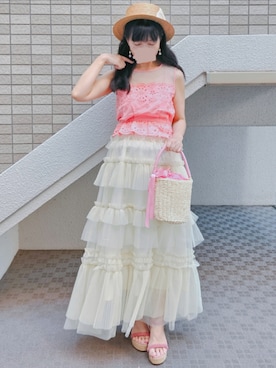 「アイテム（イヤリング）」を使った、こうめさん（レディース・155cm）の夏コーディネート