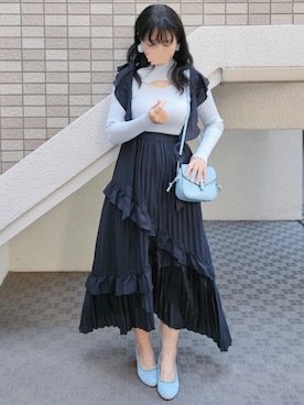 「アイテム（イヤリング）」を使った、こうめさん（レディース・155cm）の秋コーディネート