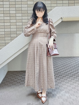 「アイテム（イヤリング）」を使った、こうめさん（レディース・155cm）の秋コーディネート