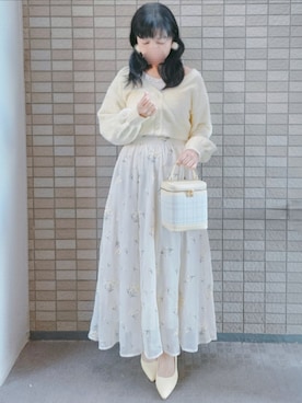 「アイテム（イヤリング）」を使った、こうめさん（レディース・155cm）の春コーディネート