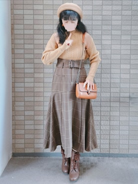 「アイテム（イヤリング）」を使った、こうめさん（レディース・155cm）の冬コーディネート