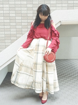 「サークルバッグ」｜「アイテム（パンプス）」を使った、こうめさん（レディース・155cm）の春コーディネート