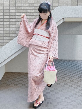 「アイテム（バレッタ/ヘアクリップ）」を使った、こうめさん（レディース・155cm）の夏コーディネート