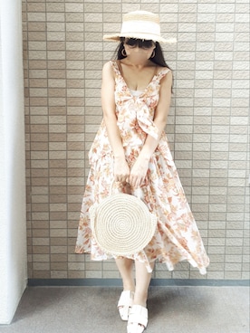 「Honeys（ハニーズ）のアイテム（キャップ）」を使った、こうめさん（レディース・155cm）の夏コーディネート