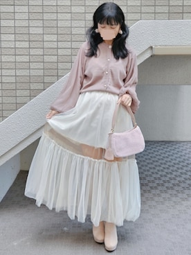 「アイテム（イヤリング）」を使った、こうめさん（レディース・155cm）の秋コーディネート