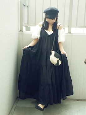 「Honeys（ハニーズ）のアイテム（キャスケット）」を使った、こうめさん（レディース・155cm）の夏コーディネート