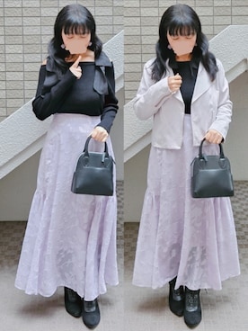 「アイテム（ポロシャツ）」を使った、こうめさん（レディース・155cm）の冬コーディネート