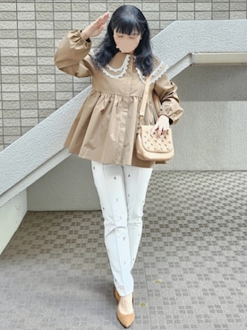 「アイテム（イヤリング）」を使った、こうめさん（レディース・155cm）の秋コーディネート