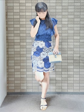 「LILY BROWN（リリーブラウン）のノースリーブブラウス（シャツ/ブラウス）」を使った、こうめさん（レディース・155cm）の夏コーディネート