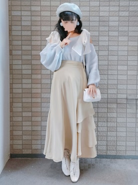 「アイテム（イヤリング）」を使った、こうめさん（レディース・155cm）の冬コーディネート