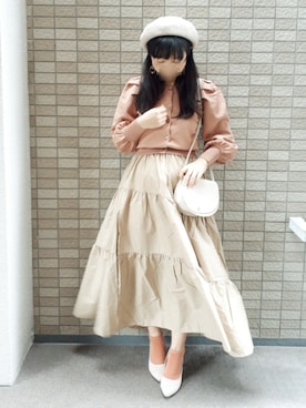 「オレンジ×ベージュ」｜こうめさん（レディース・155cm）の秋コーディネート