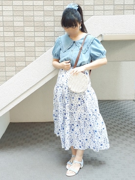 「ティアードスカート」｜「アイテム（雑誌）」を使った、こうめさん（レディース・155cm）の夏コーディネート