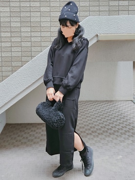 「アイテム（イヤリング）」を使った、こうめさん（レディース・155cm）の冬コーディネート