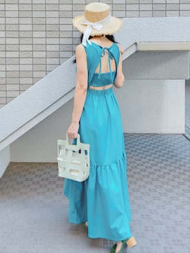 「アイテム（イヤリング）」を使った、こうめさん（レディース・155cm）の夏コーディネート