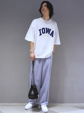 「JUNRED（ジュンレッド）のアイテム（パンツ）」を使った、SHUNSUKEさん（メンズ・184cm）の夏コーディネート