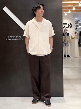 「Saturdays NYC（サタデーズ ニューヨークシティ ）のアイテム（パンツ）」を使った、SHUNSUKEさん（メンズ・185cm）の春コーディネート