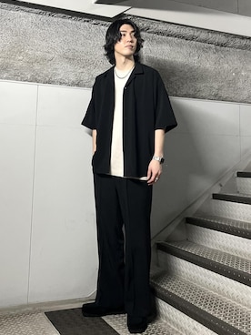 「JUNRED（ジュンレッド）のアイテム（パンツ）」を使った、SHUNSUKEさん（メンズ・185cm）の夏コーディネート