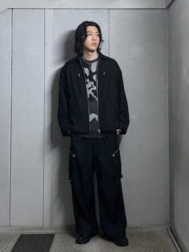 「JUNRED（ジュンレッド）のアイテム（パンツ）」を使った、SHUNSUKEさん（メンズ・185cm）の冬コーディネート