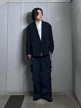 「JUNRED（ジュンレッド）のアイテム（パンツ）」を使った、SHUNSUKEさん（メンズ・185cm）の冬コーディネート