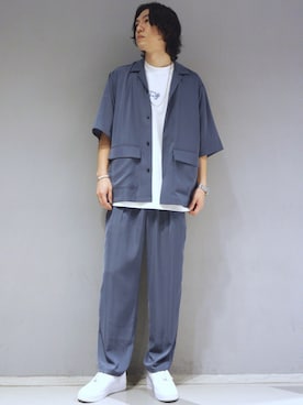 「JUNRED（ジュンレッド）のアイテム（パンツ）」を使った、SHUNSUKEさん（メンズ・184cm）の夏コーディネート