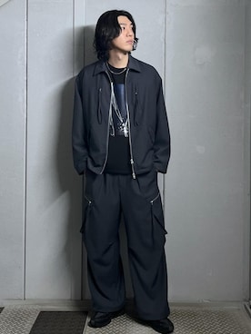 「JUNRED（ジュンレッド）のアイテム（パンツ）」を使った、SHUNSUKEさん（メンズ・185cm）の冬コーディネート