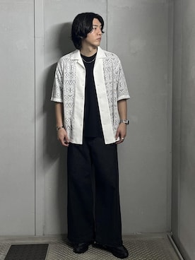 「JUNRED（ジュンレッド）のアイテム（Tシャツ/カットソー）」を使った、SHUNSUKEさん（メンズ・184cm）の夏コーディネート