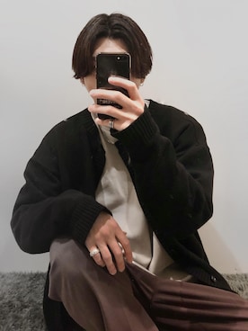 「JUNRED（ジュンレッド）のアイテム（パンツ）」を使った、SHUNSUKEさん（メンズ・185cm）の冬コーディネート